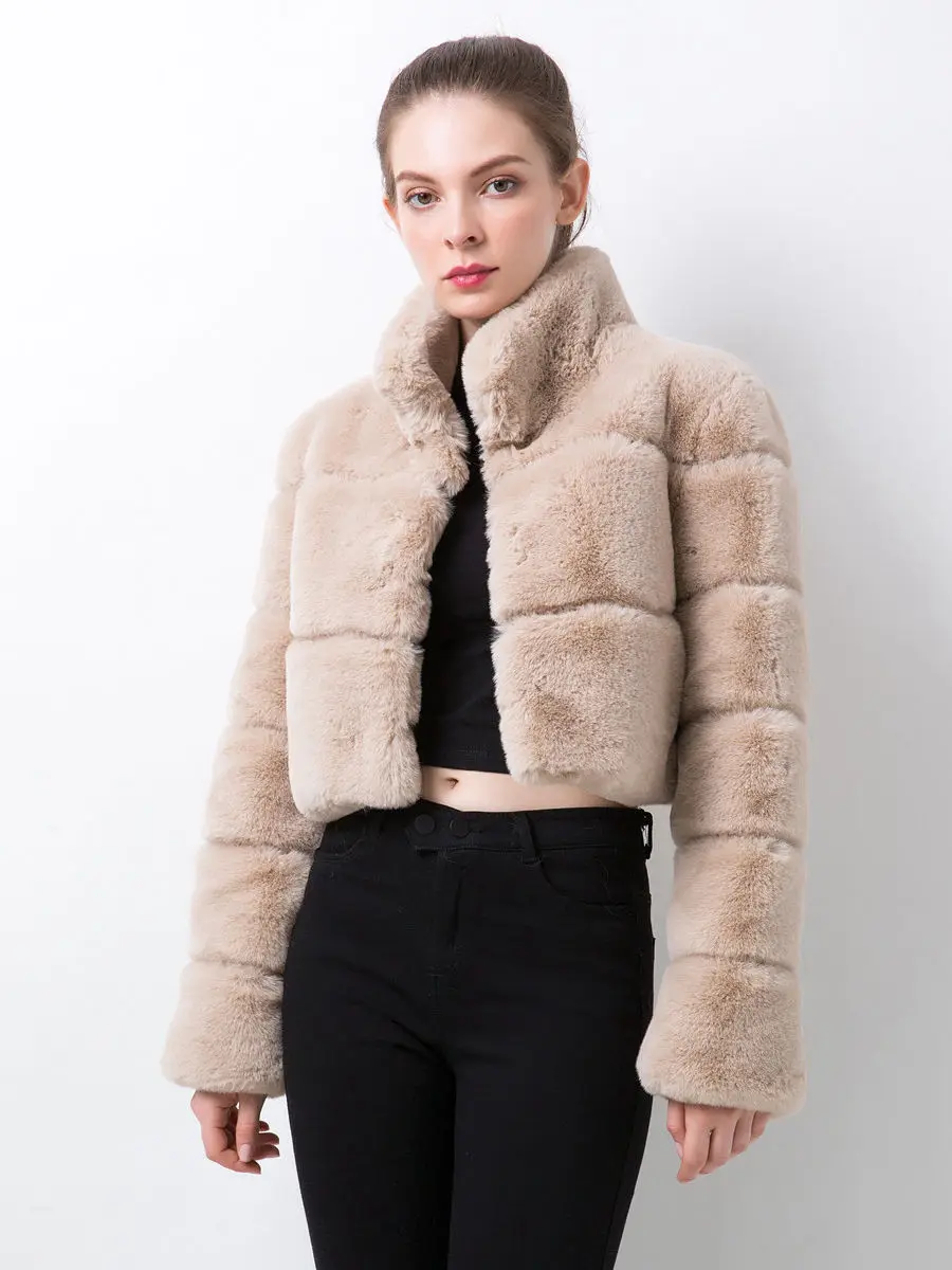2022 New 6-color Fur Coat Short Sexy Hot Girl Imitation Fur Women's Coat Imitation Fox Fur Horizontal Stitching Artificial Fur
