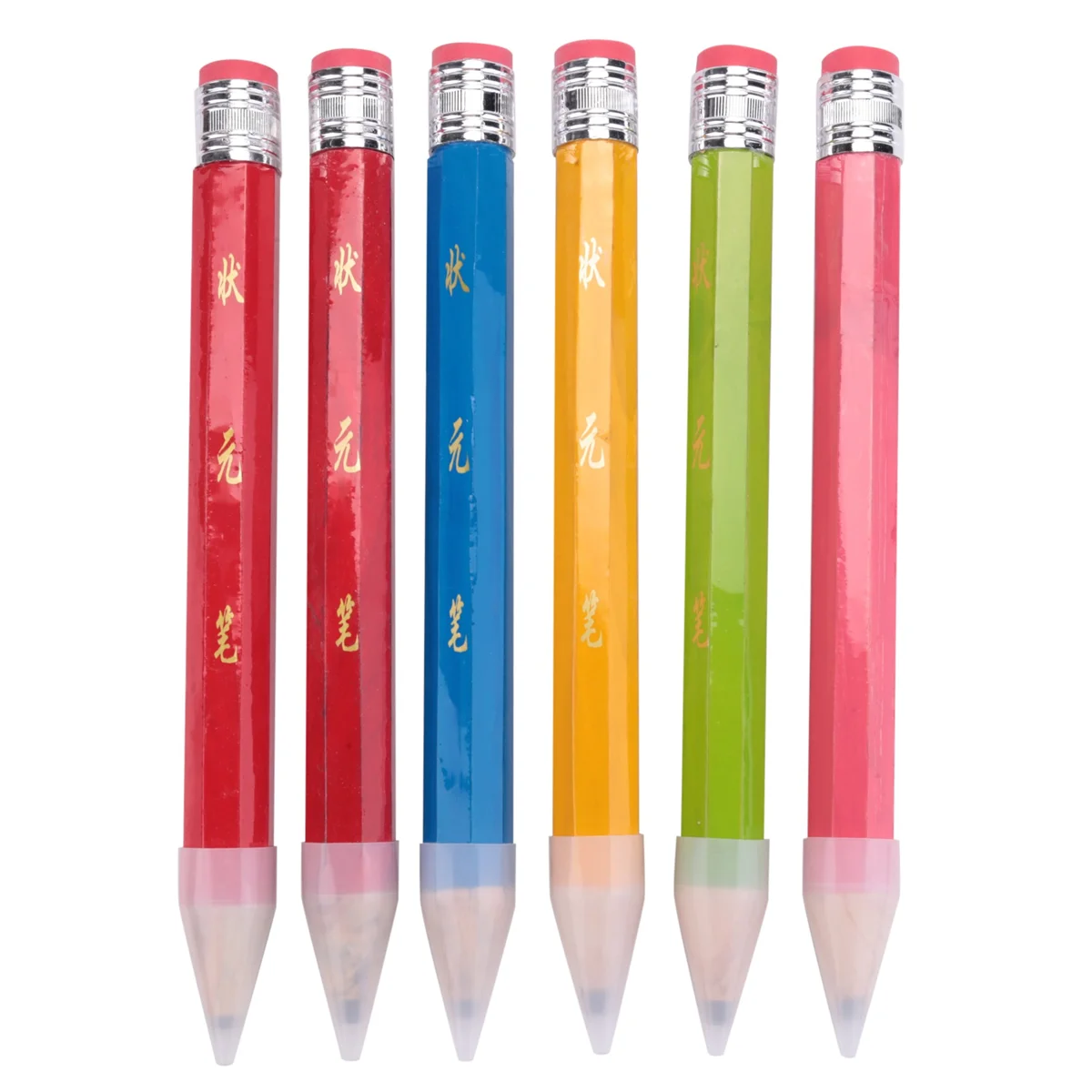 

6 Pcs Wooden Jumbo Pencils for Prop, Funny Big Pencil Huge Giant Pencil 14 Inch Pencil for Home and School Supplies