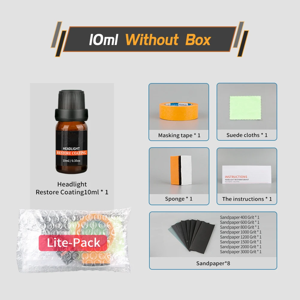 

10ML Auto Head Light Restoration Polish Kit Headlamp Polisher Oxidation Liquid Long Lasting Protection Remove Fog Fading For Car