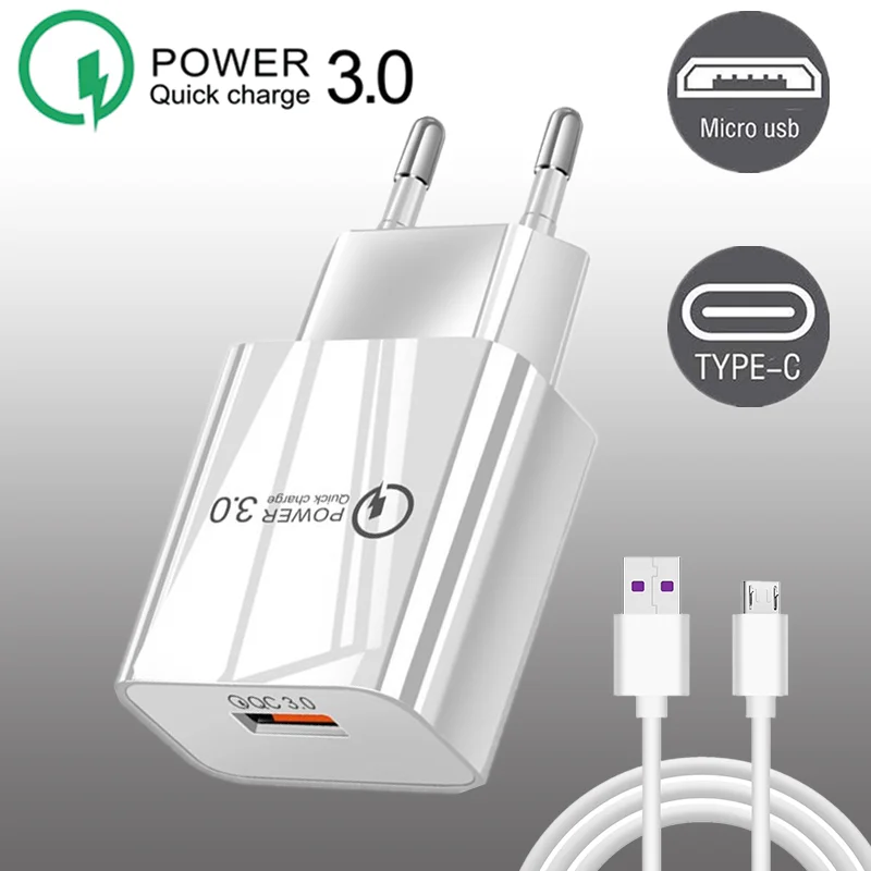 

USB Charger Quick Charge QC 3.0 For Phone Xiaomi Redmi Note 9 Pro Redmi K40 Pro Samsung Huawei 18W Mobile Phone Chargers Adapter