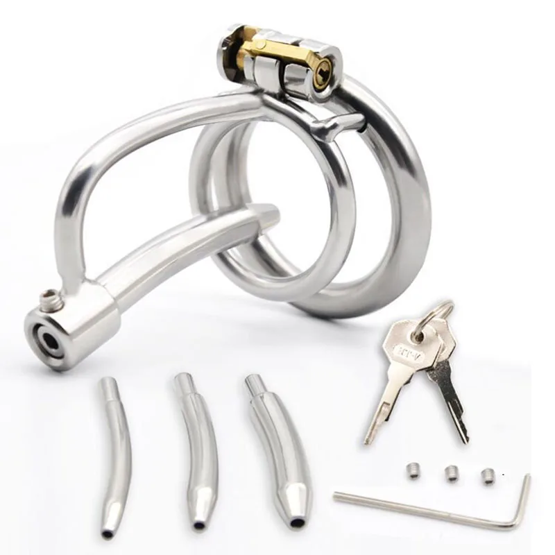 

Male Chastity Device Sex Toys for Men Penis Cage with Catheter Cock Lock Stainless Steel Urethral Sounds Masturbation Products