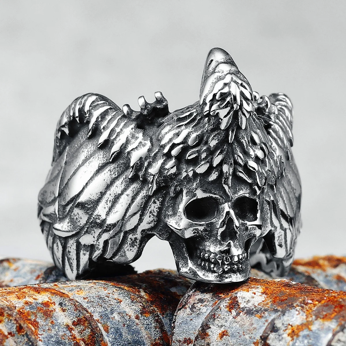 

Skull Eagle Men Rings 316L Stainless Steel Skeleton Ring Rock Punk Rap Party for Biker Male Friend Jewelry Accessories Best Gift