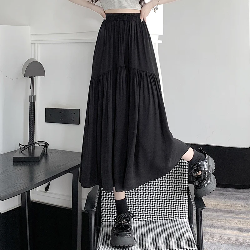 Модные эластичные однотонные юбки со складками женская одежда Новинка лета 2024