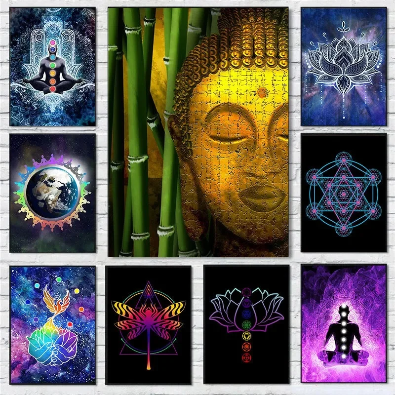 Современный стиль индийская статуя Будды холст с принтом без рамки для домашнего