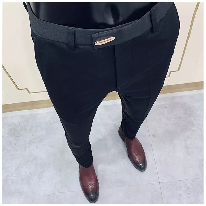 

2022 New Men's Business Dress Pants Solid Color Slim Fit Formal Office Suit Pant Streetwear Man Casual Trousers