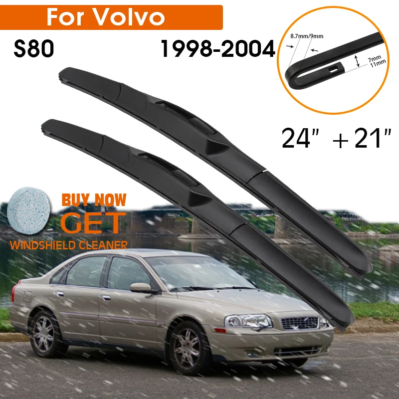 

Car Wiper Blade For Volvo S80 1998-2004 Windshield Rubber Silicon Refill Front Window Wiper 24"+21" LHD RHD Auto Accessories