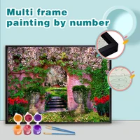 gatyztory painting by numbers garden scenery drawing on canvas diy pictures by number with multi aluminium frame handicraft home