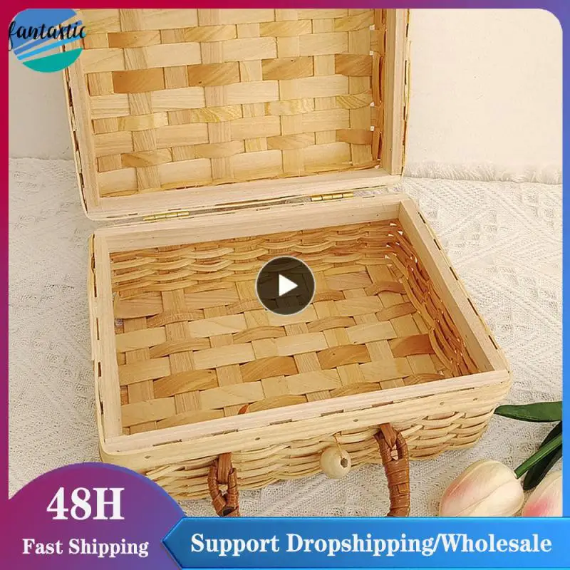 

Snack Bread Basket Storage Basket Wood Woven Valentine's Day Gift Gift Box Home Storage Tools Picnic Luantry Basket Picnic Box