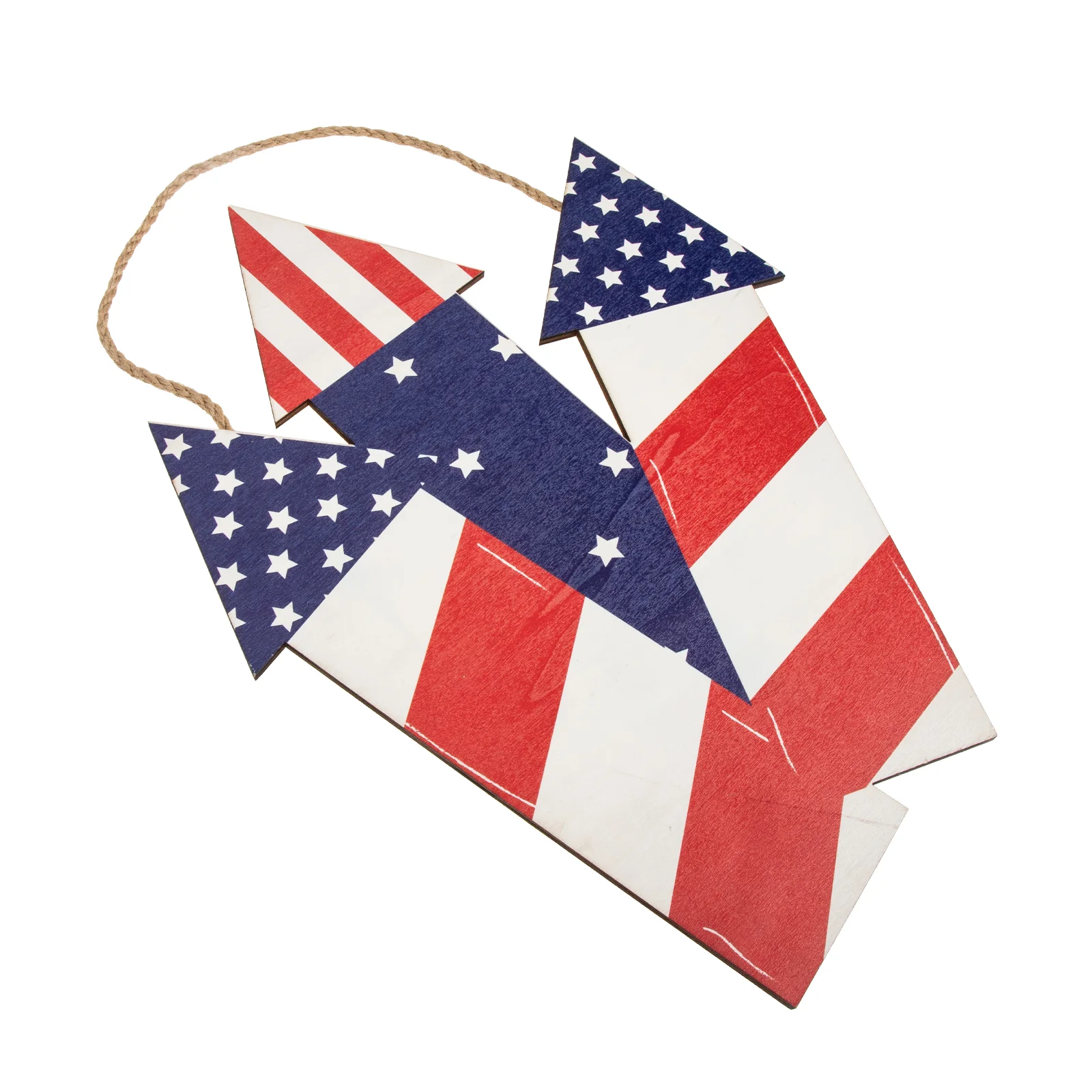 

Patriotic Wooden Pendant Independence Day Decor Rocket-shape Flag Hanging Sign
