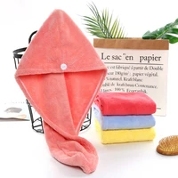 hair drying towel microfiber bath towel long hair drying hat quick dry soft skin friendly button baotou triangle hat towel