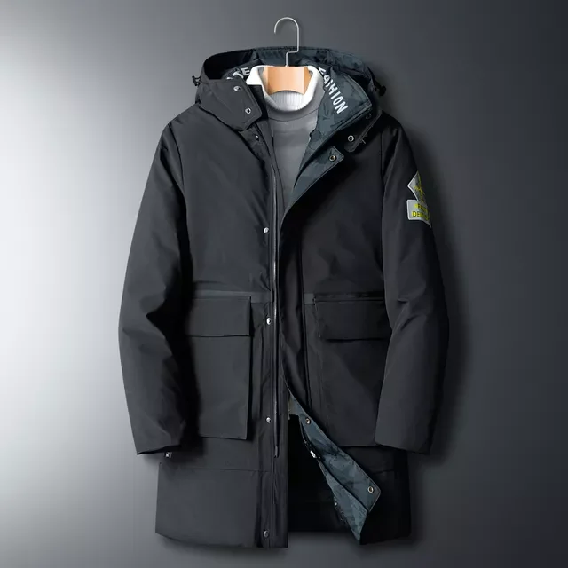 Coat Male Hooded Thick Warm Parkas Man Big Pockets Windbreaker Outerwear Plus size Mens Down Jacket  New Winter Fashion Down