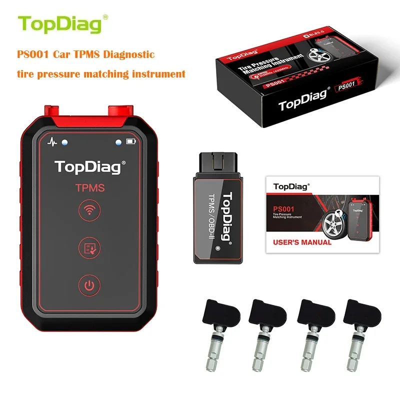 Фото TopDiag PS001 Автомобильный TPMS диагностический сервисный инструмент Активация датчиков высвобождения Программа TPMS OBDII Комплект Инструмент для соответствия давления в шинах №1