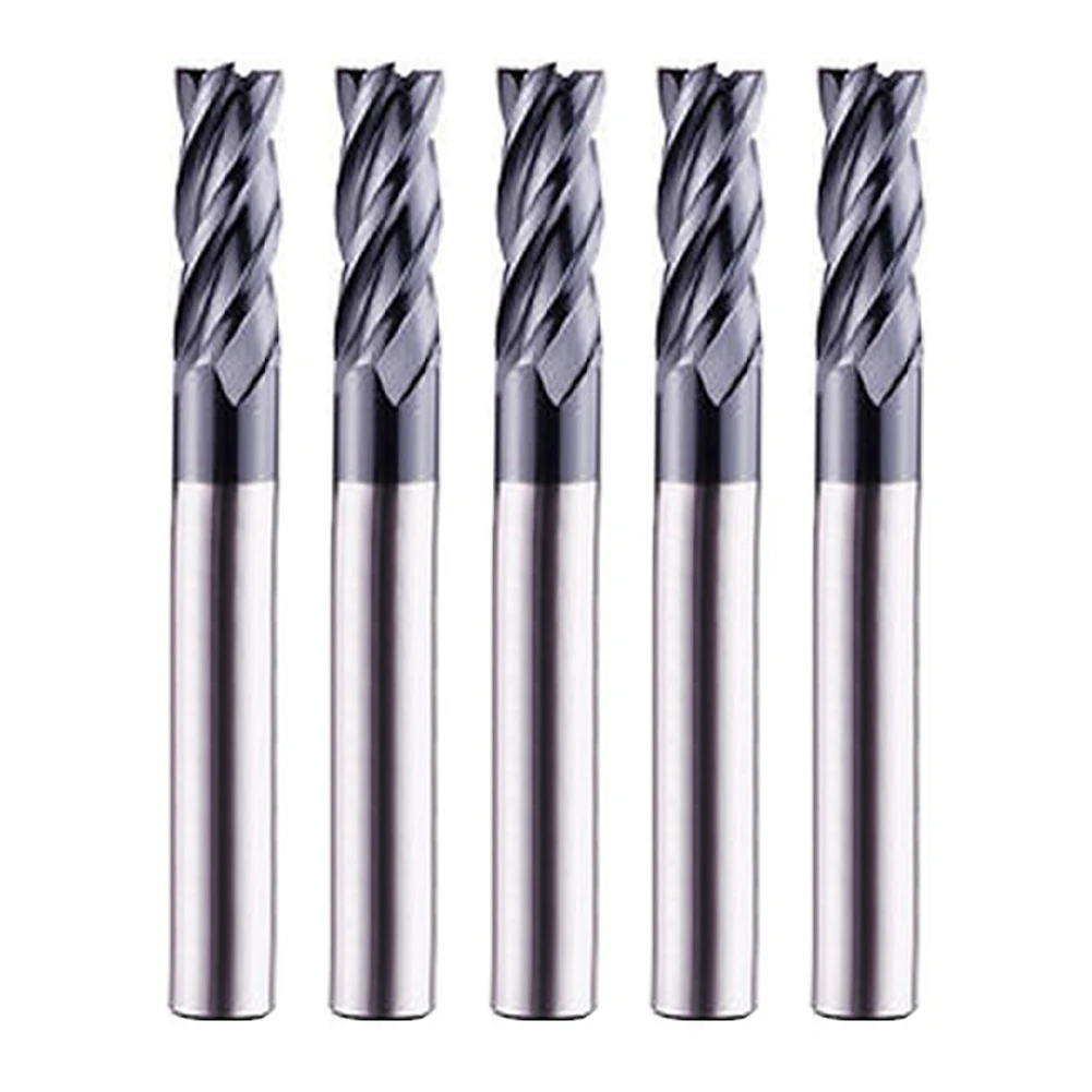 Accessories END MILL Flute Mill Solid TIALN X 1-3/5 2/5in 4in 5PCS BitEnd Mills Accessories Carbide Extensions