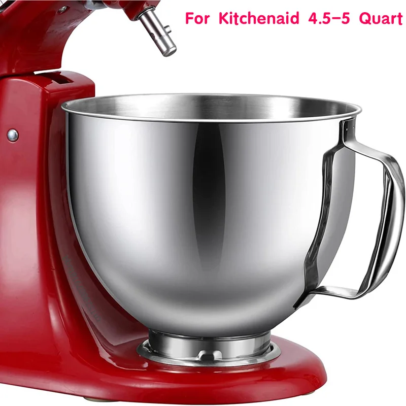 1 PCS For Kitchenaid 4.5-5 Quart Tilt Head Stand Mixer Bowl Stainless Steel Silver For Kitchenaid Mixer Bowl Dishwasher Safe
