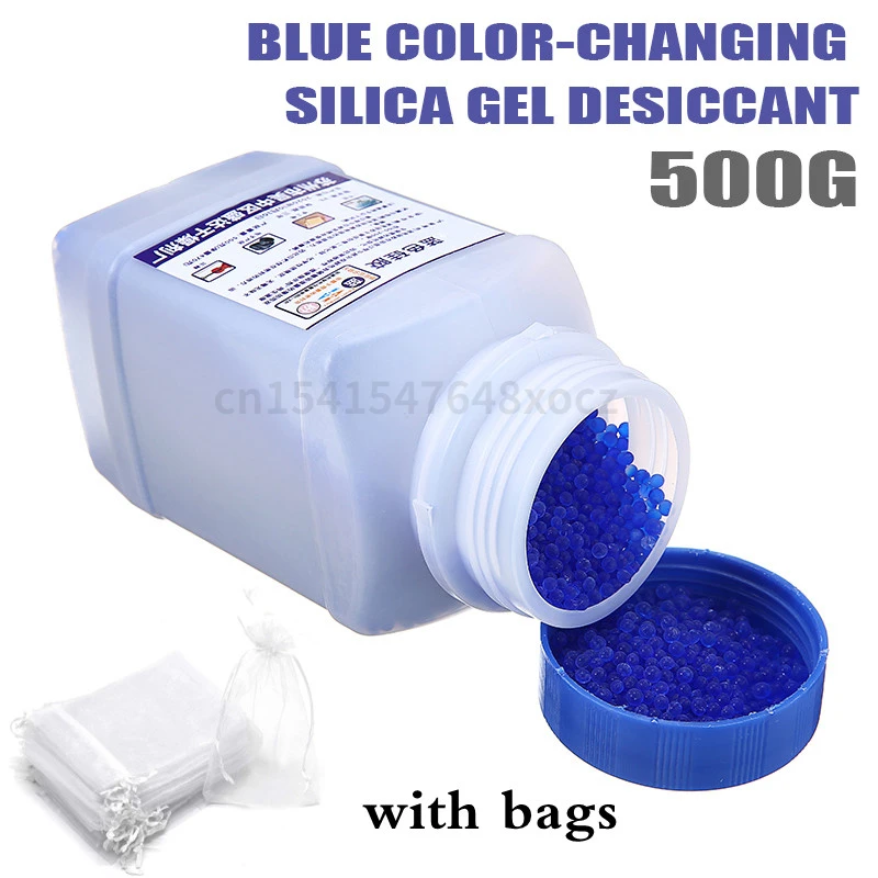 

500g Bule Reusable Silica Gel Beads Moisture Absorber Beads Color-Changing Silica Gel Desiccan Mold Remover Gel Absorbent