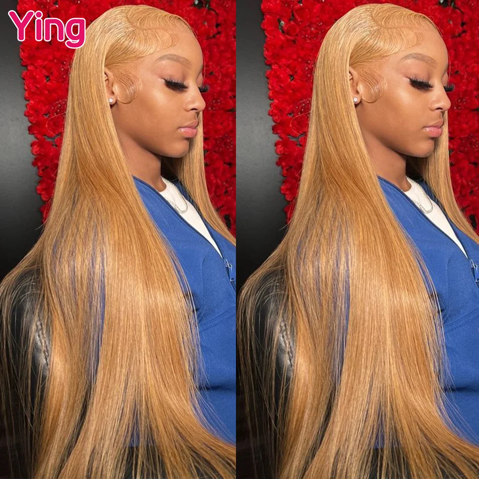 

#27 Honey Blende 12 A Straight 13x6 Lace Front Wig Ying Hair PrePlucked 13x4 Lace Front Wig Human Hair 5x5 Transparent Lace Wig