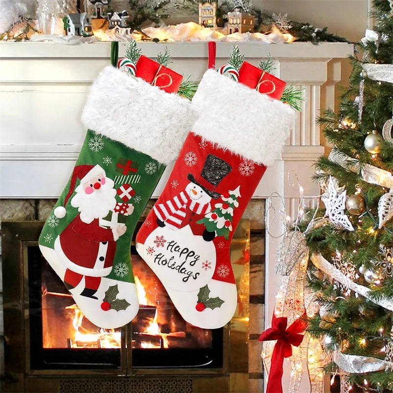 

Рождественские чулки, Декор, праздничный Подарочный пакет, камин, новый год 2023, новогодняя елка, подвесные украшения, Декор, рождественские ...