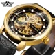 Winner Casual Design Skeleton Watches Men's Retro Style Mechanical Watch Genuine Leather Man Military Wristwatch Golden Reloj Other Image