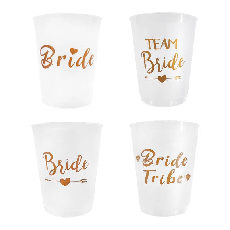 12pcs/set Team Bride Tribe Cups Bridal Shower Bachelorette Party Plastic Drinking Cup Hen Party Accessories Wedding Decoration