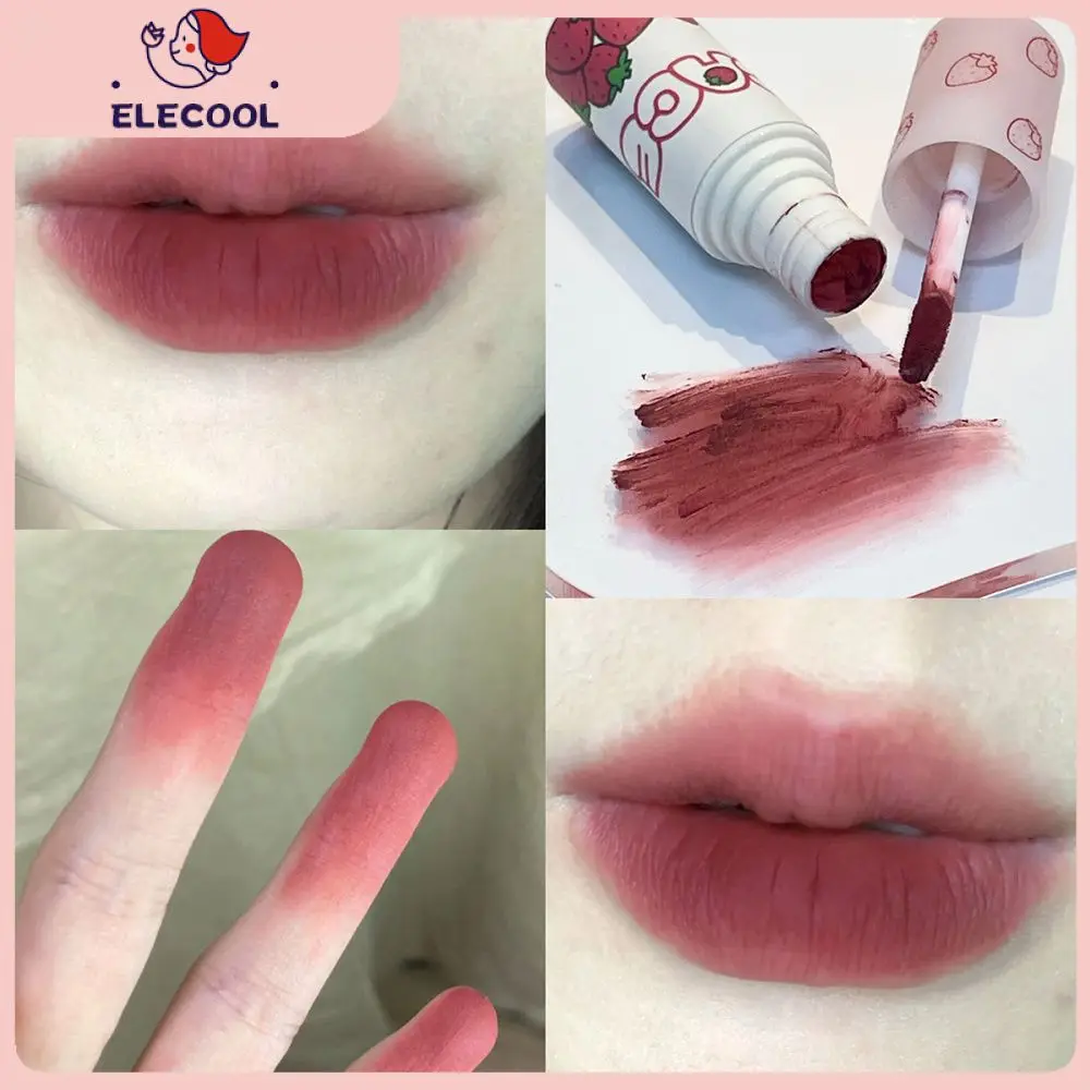 

Strawberry Lip Mud Silky Smooth Lip Tint Cute Lip Glaze Soft Mist Lipgloss 6 Colors Moisture Lipstick Cosmetics Lips Makeup