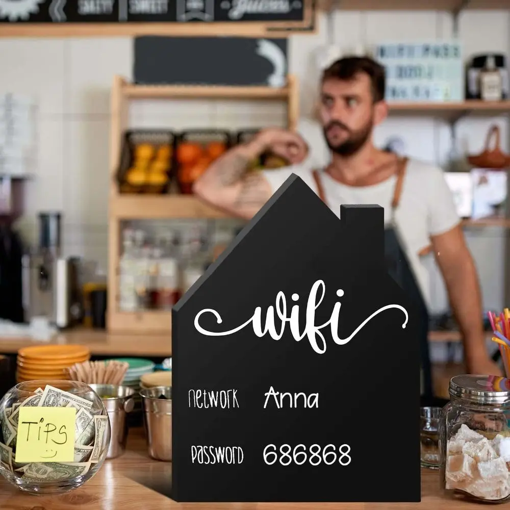 

House Shape WiFi Sign Network Password Display Stand House WIFI Board Wifi Password Sign Wifi Board Decoration