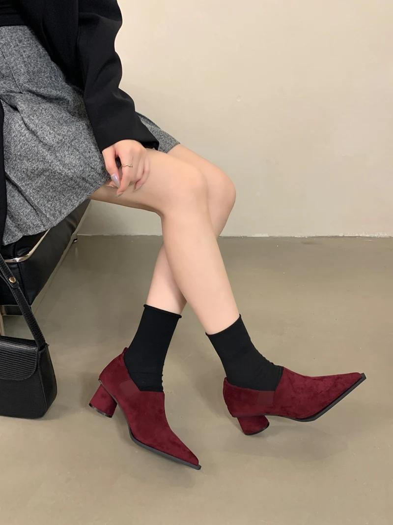 Осень 2024 женские топсайдеры с острым носком модные элегантные туфли-лодочки на