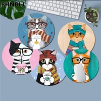fhnblj new design cute coffee milk drink bottle cat gaming round mouse pad computer mats gaming mousepad rug for pc notebook