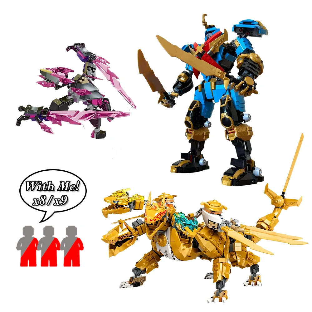 

1060pcs+ Ninja Series 71775 Nya's X Mech 71774 Lloyd's Golden Dragon With Figures Building Block Bricks Toys For Boys Gifts.