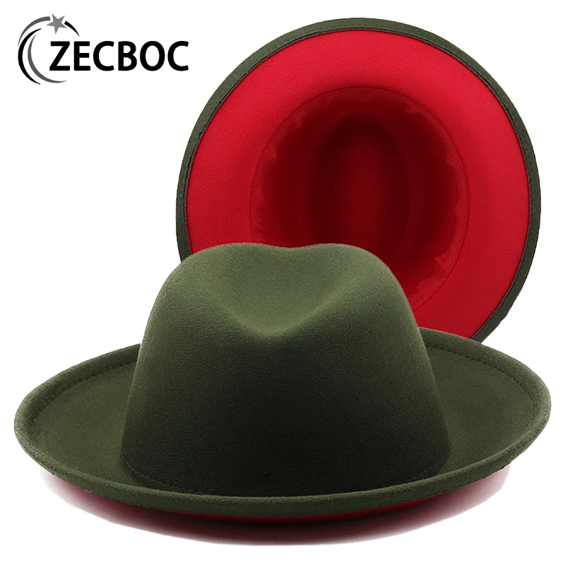 Fedora Hats For Men Green Luxury Woman Hat British Style Autumn Winter Church Party Performance Caps Wide Brim Wool Felt Hat New