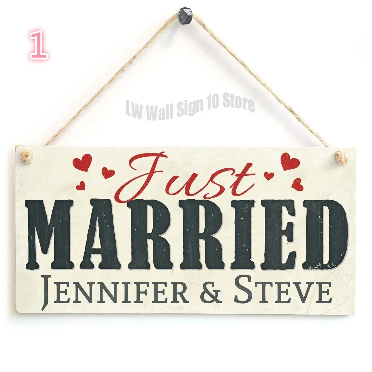 

Just Married Romantic Wedding Gift Sign Bride & Groom Wooden Hanging Sign
