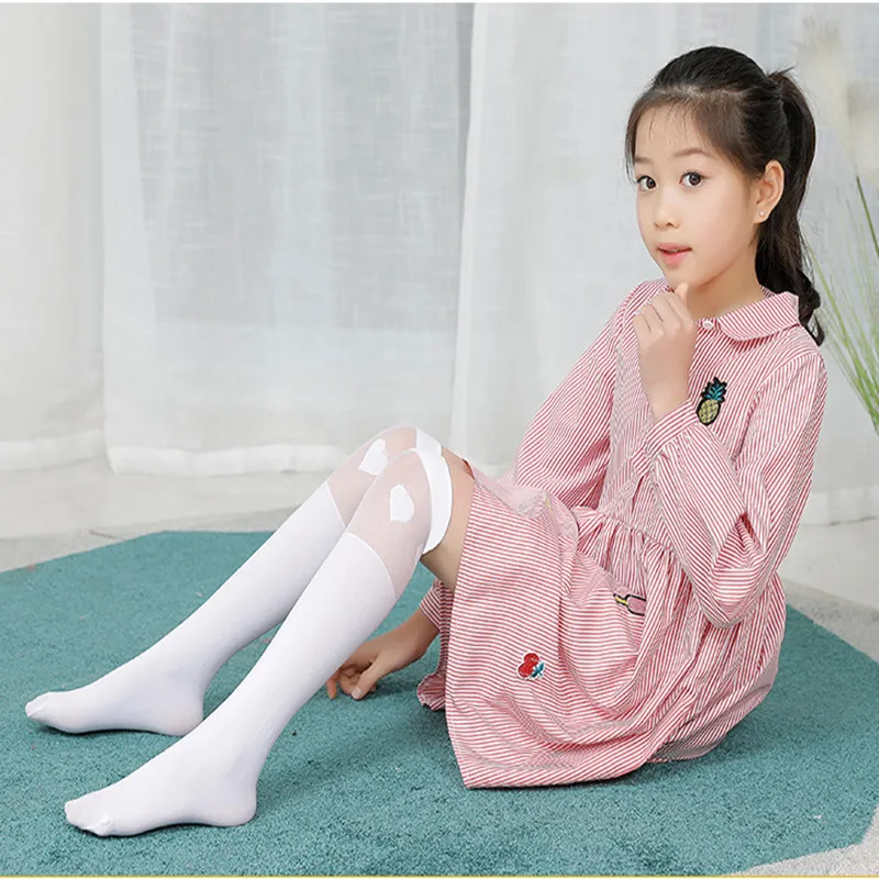 

Girls Knee High Socks White School Velvet Long Socks Cartoon Star Heart Stripe Design Kid Black Princess Socks Kniekousen Meisje
