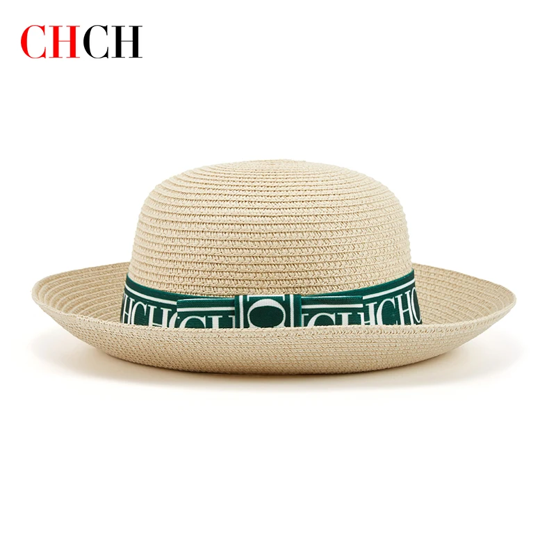 

CHCH 2023 модная мужская соломенная шляпа женская летняя модная пляжная шляпа от солнца шелковая лента Повседневная Модель Травы