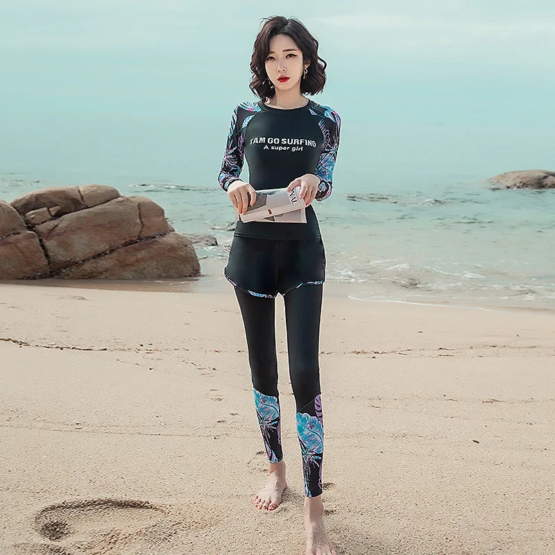 Women's Conservative Three-piece Swimsuit 2023 New Summer Belly Cover Show Thin Professional Bathing Hot Spring Swimwear