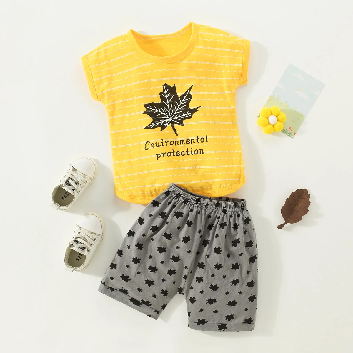 

hibobi Summer Kids Boy Clothes Floral Print Tracksuit T-shirt Shorts 2 Piece Suit Infant Baby Boy Girl Clothes Set For 12M-5T