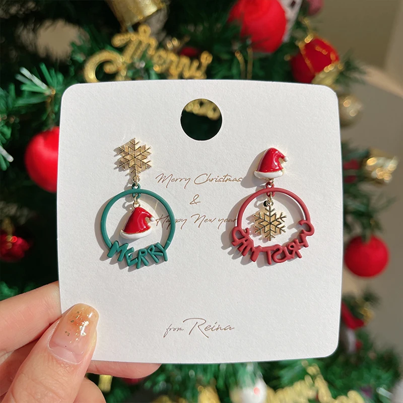 Christmas Ear Jewelry Snowflake Snowman Elk Pendant Earrings Merry Christmas Xmas Gifts