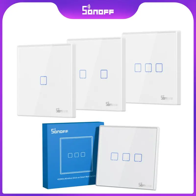 

Настенная панель SONOFF T2EU-RF 86, 1-3 клавиши, 433 МГц, беспроводной Радиочастотный пульт дистанционного управления, 2-сторонний переключатель для ...