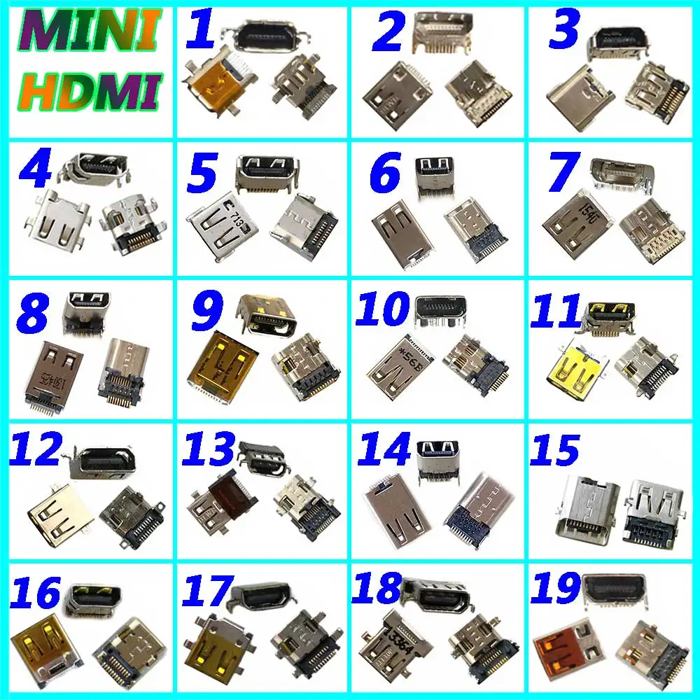 

2Pcs MINI HDMI 19Pin Female Socket Connector For Lenovo Dell HP Samsung ASUS Acer Huawai laptop Tablet PC HD socket connector