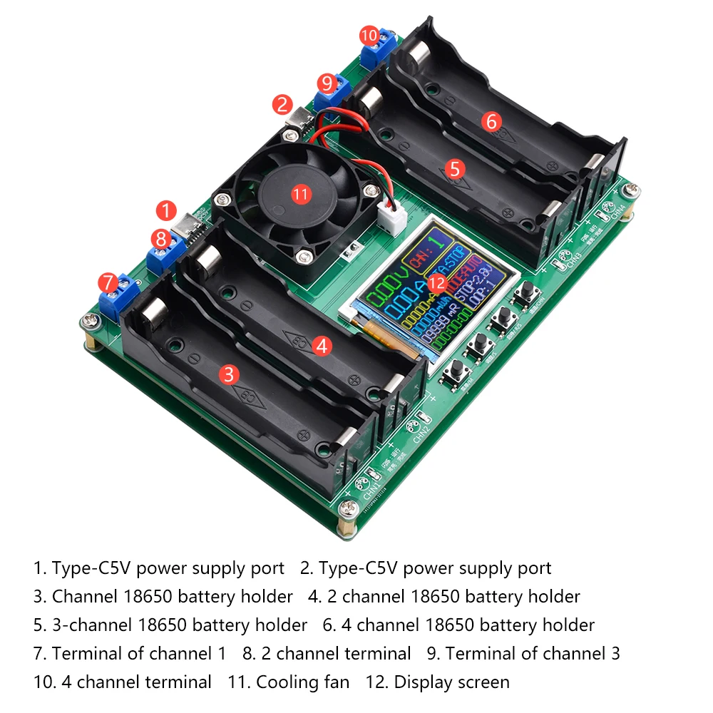 

18650 Battery Capacity LCD Tester Module MAh MWh Type-C Port Digital Display Lithium Batteries Measurement Power Detector Tester