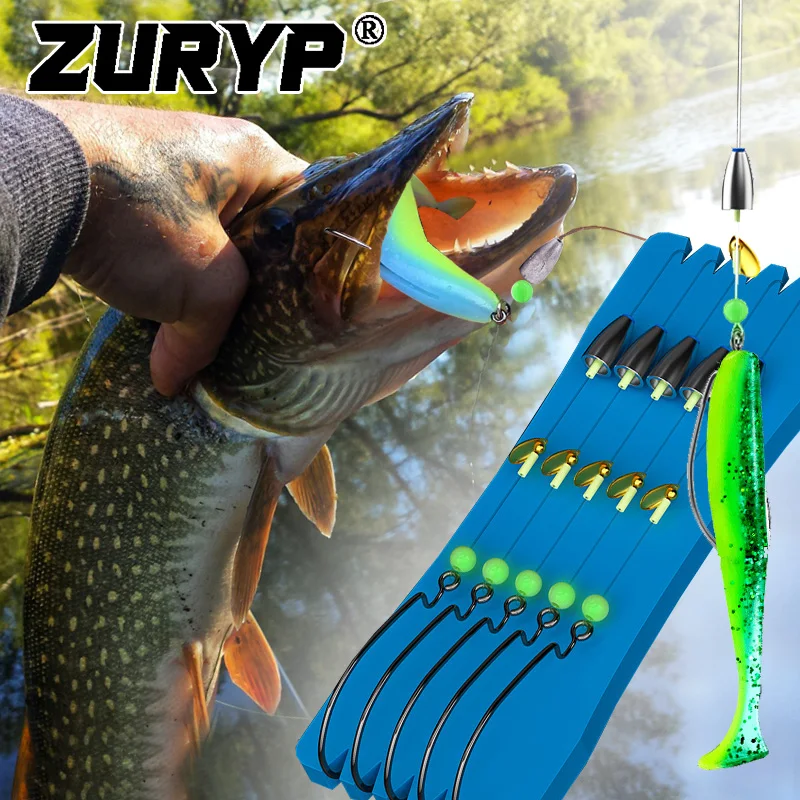 ZURYP 5 Set Texas rig fishing Tackle hooks Combination Jig lead Head Fish Line Binded Hooks VIB Spoon Bait tool with 10PCS Lure