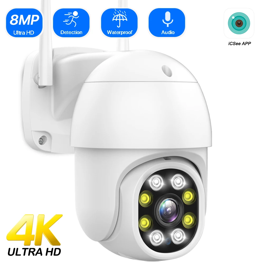 

8MP 4K Wireless IP Camera 5MP Outdoor Street WIFI PTZ Speed Dome Camera iCSee 1080P 3MP HD AI Auto Tracking CCTV Surveillance
