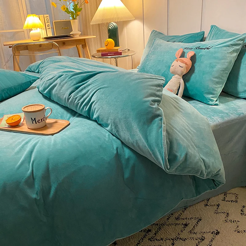 

New Crystal Fleece Thicken Single Duvet/Quilt Cover Bedding Set Four Sizes For Winter, Without Pillowcases 220*240cm