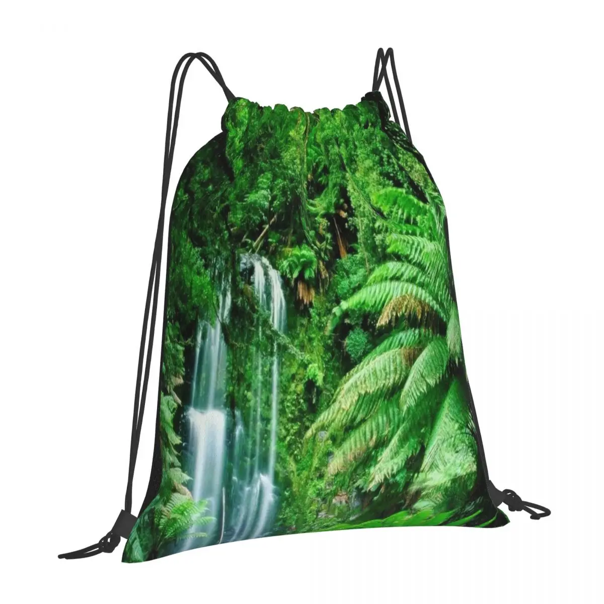 Waterfall Rainforest Harajuku Gothic Backpack Pet-Themed Drawstring Bags Great Animal Lovers School Camping Trips Canvas
