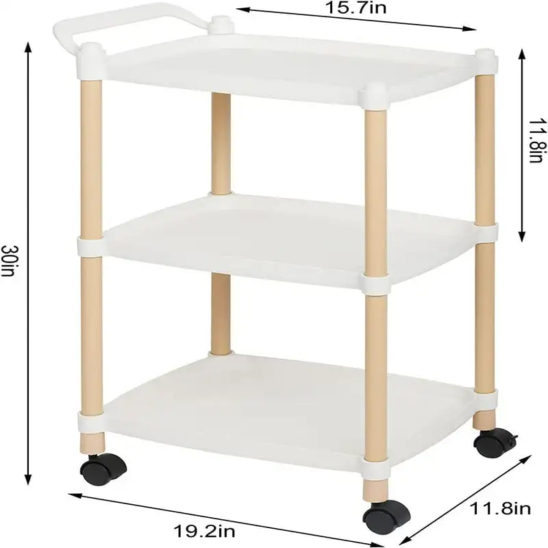 

Handy 3-Tier Rolling Cart Organizer with Wheels and Handle, Squat Rack Gym Equipment for Storage and Organizing.