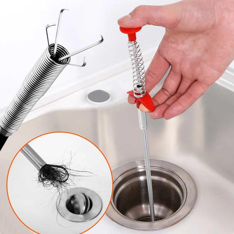 

160cm Drain Cleaners Unblocker Snake Spring Pipe Dredging Tool Kitchen Sink Sewer Tube Unblock Cleaning Hook Drain Dredging Tool