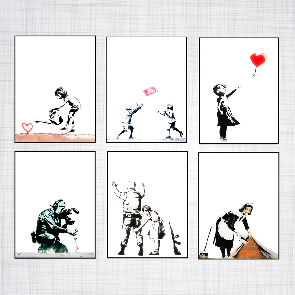 

Banksy Graffiti Poster Girl With Red Balloon Canvas Painting Nordic Art Print Abstract Wall Picture For Living Room Home Decor