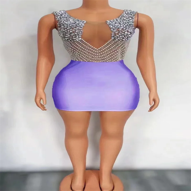 

Q613 Bodysuit Tight Siamese Leotard Pole-Dancer Full Diamonds Crystals New Rhinestones Shinning Sparkling Sleeveless Perform Bar