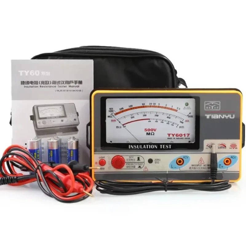 Фото Измеритель сопротивления изоляции Vibration TY6017/TY6018/TY6045, мегаомметр, 500В, 1000В №2