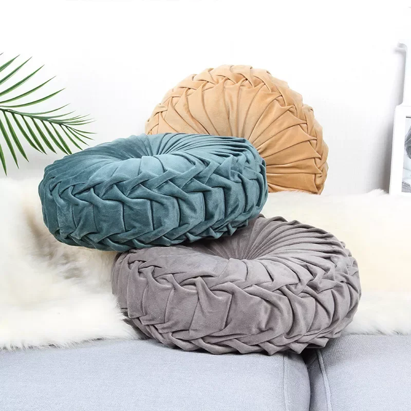 

Pleated Futon Round Floor Cushion Pillow Pouf Throw Home Sofa Decor 33x11cm