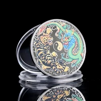 2023 new year china mascot dragon rising and tiger leaping commemorative coin chinese traditional culture coins collectible gift
