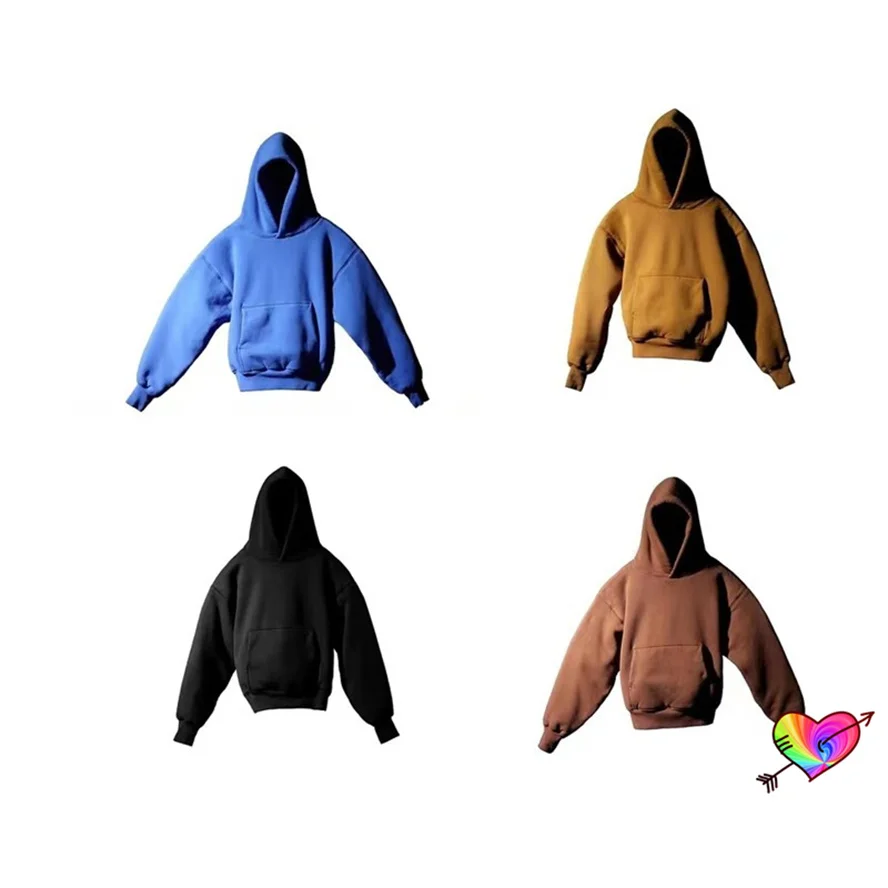

2 Fabrics Season 6 Hoodie Men Women 1:1 High Quality Solid Terry Kanye West Hoodie Plus Velvet Fleece Hooded Ye Sweatshirts